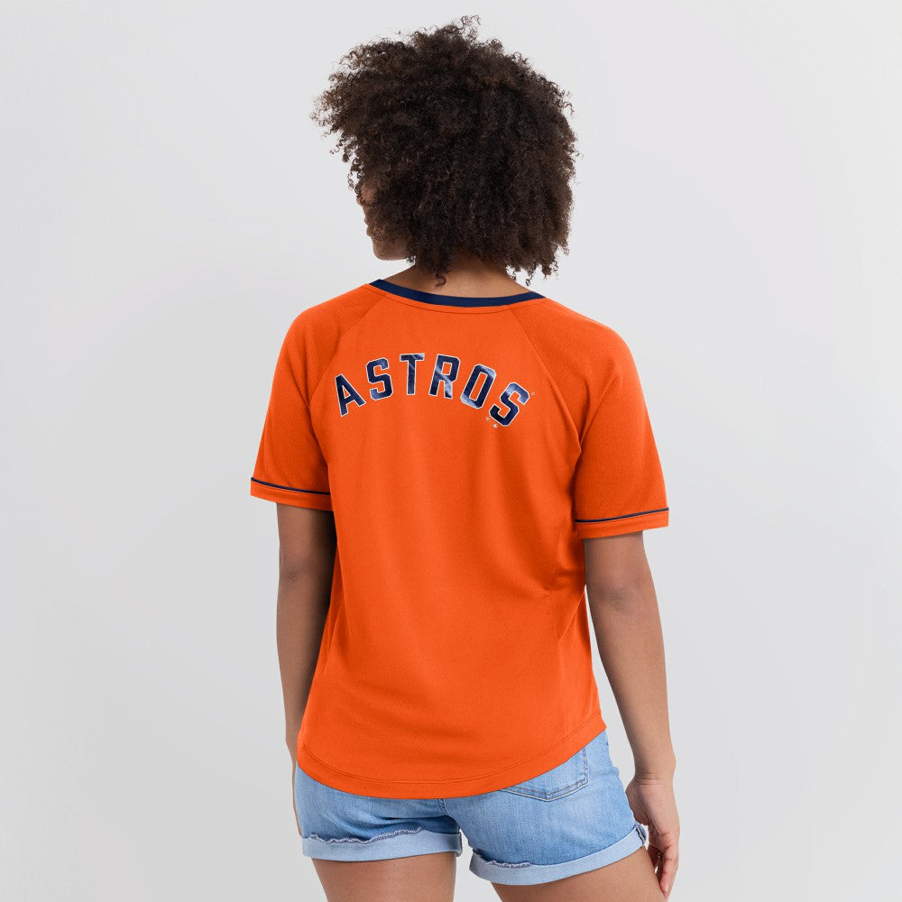 Houston Astros Fanatics Women's Cooperstown Collection League Diva Raglan V-Neck T-Shirt - MLB T-shirts
