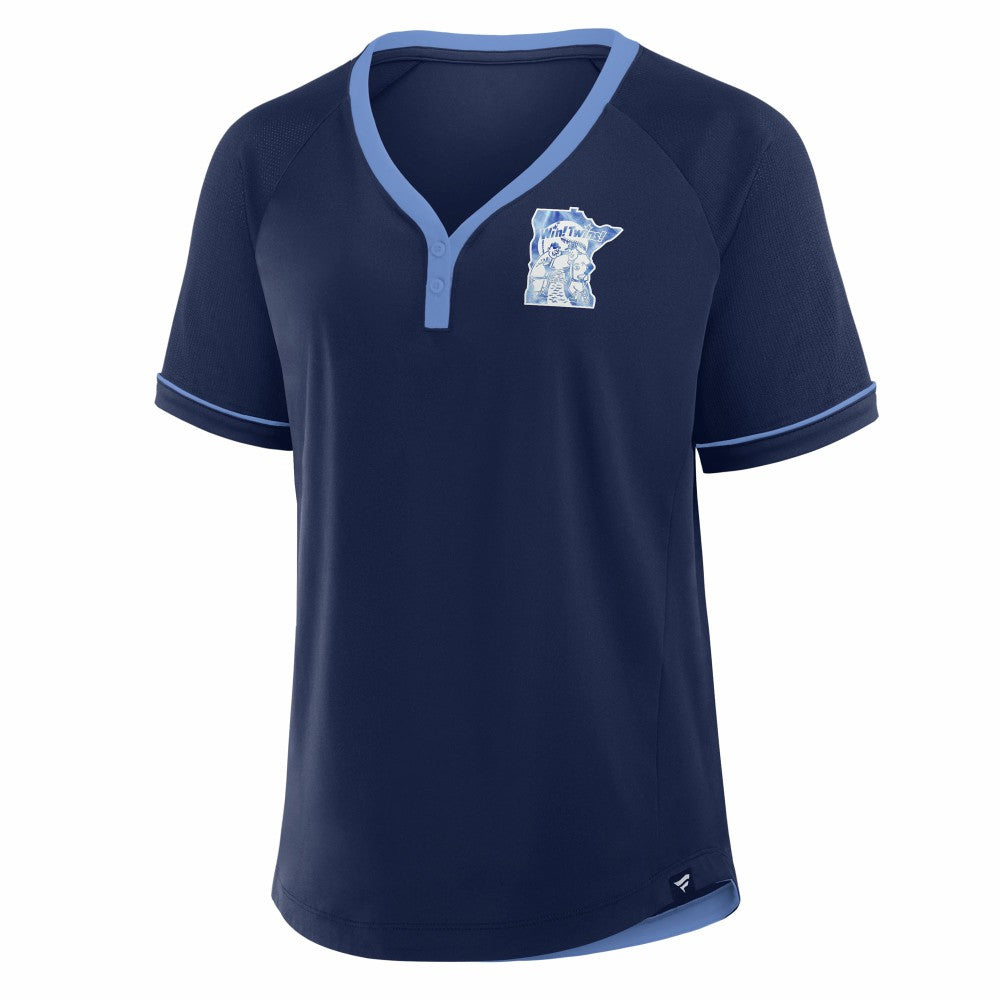Minnesota Twins Fanatics Women's Cooperstown Collection League Diva Raglan V-Neck T-Shirt - MLB T-shirts