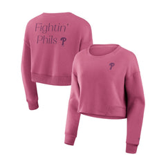 Philadelphia Phillies Fanatics Women's Studio Cropped Pullover Sweatshirt - MLB Pullover