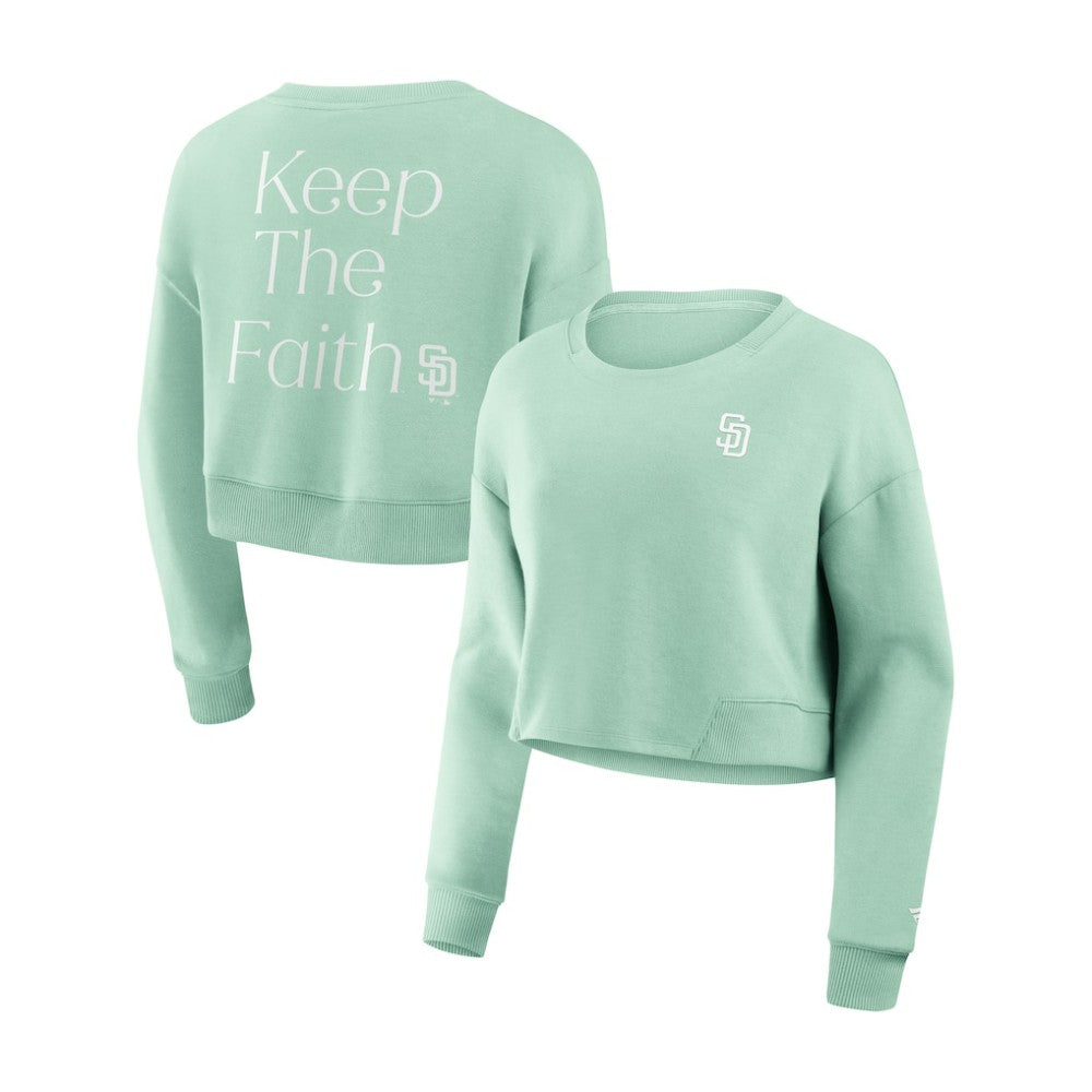 San Diego Padres Fanatics Women's Studio Cropped Pullover Sweatshirt - MLB Pullover