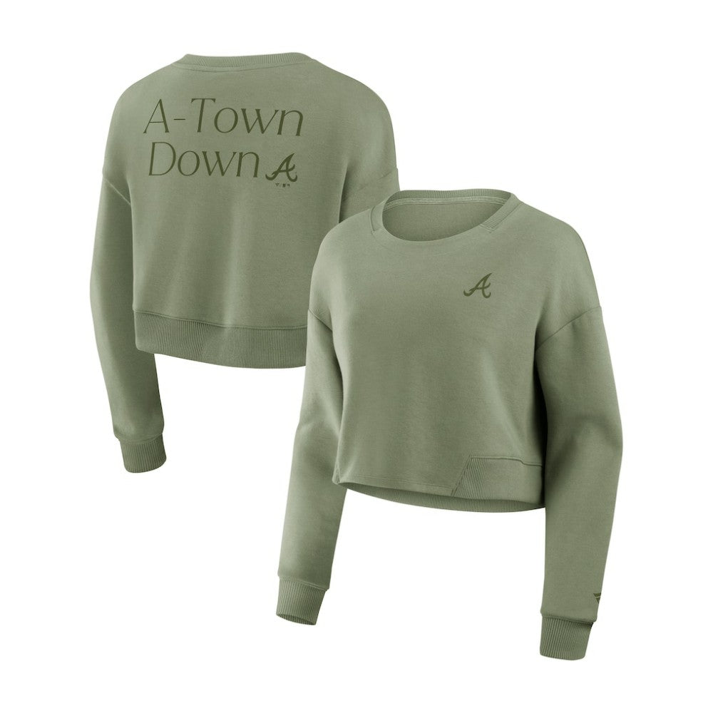 Atlanta Braves Fanatics Women's Studio Cropped Pullover Sweatshirt - MLB Pullover