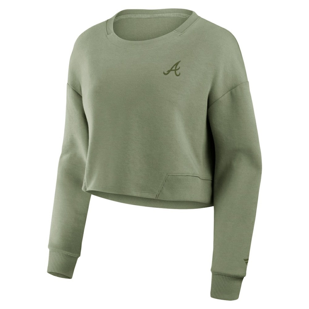 Atlanta Braves Fanatics Women's Studio Cropped Pullover Sweatshirt - MLB Pullover