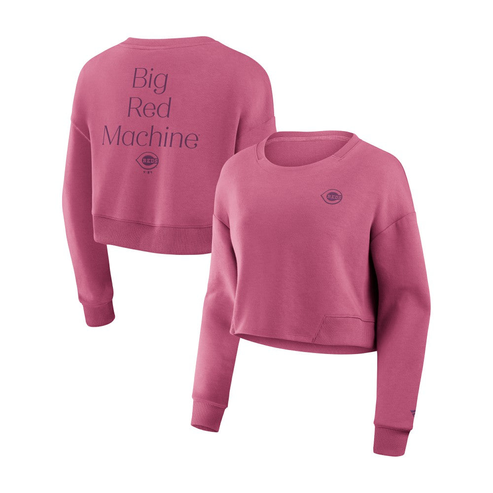Cincinnati Reds Fanatics Women's Studio Cropped Pullover Sweatshirt - MLB Pullover