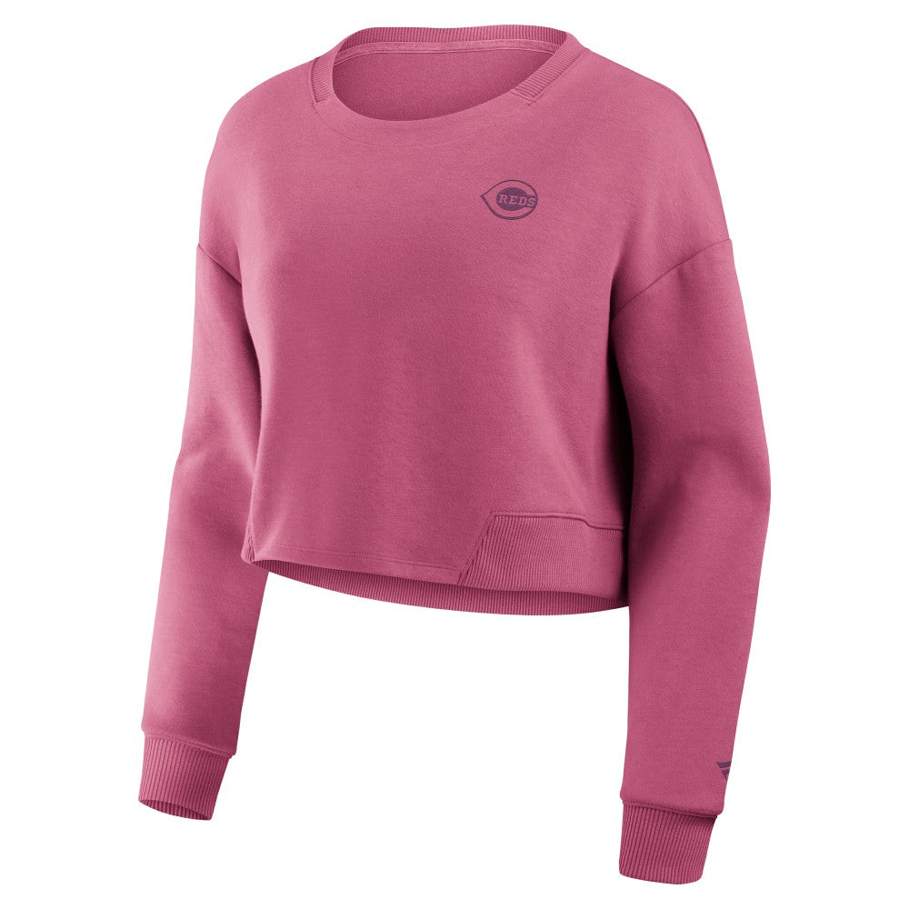Cincinnati Reds Fanatics Women's Studio Cropped Pullover Sweatshirt - MLB Pullover