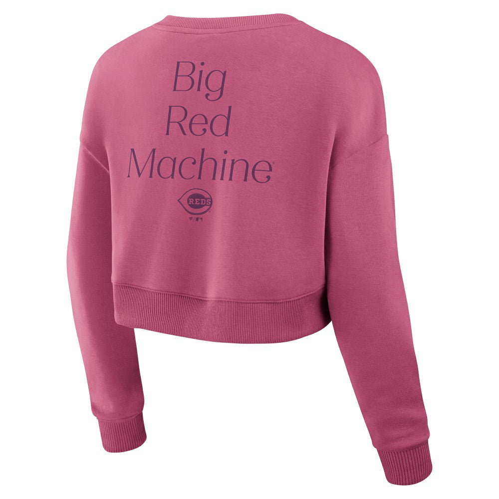 Cincinnati Reds Fanatics Women's Studio Cropped Pullover Sweatshirt - MLB Pullover