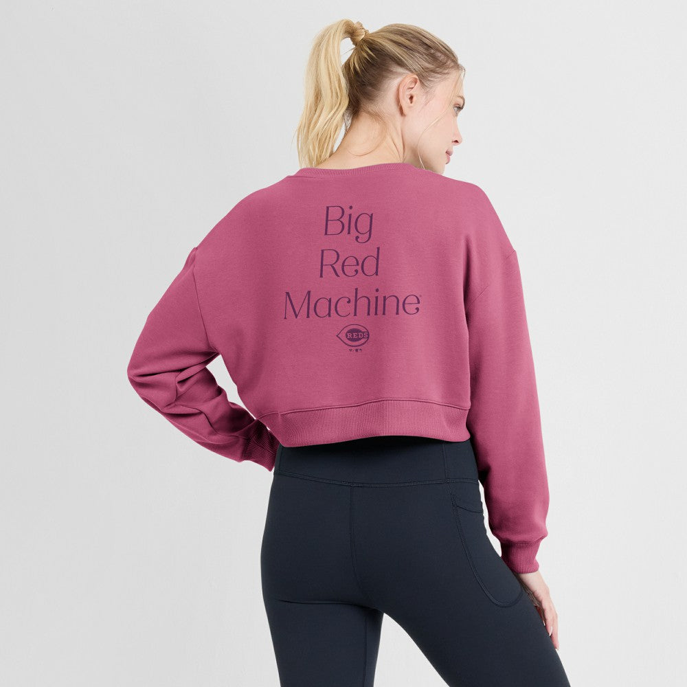 Cincinnati Reds Fanatics Women's Studio Cropped Pullover Sweatshirt - MLB Pullover
