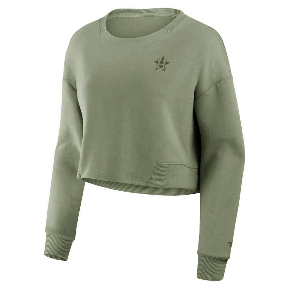 Houston Astros Fanatics Women's Studio Cropped Pullover Sweatshirt - MLB Pullover