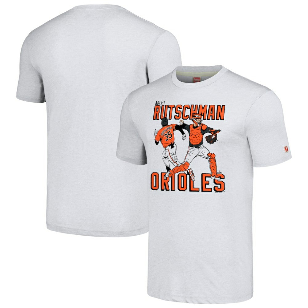 Adley Rutschman Baltimore Orioles Homage Caricature Player Tri-Blend T-Shirt - MLB T-shirts