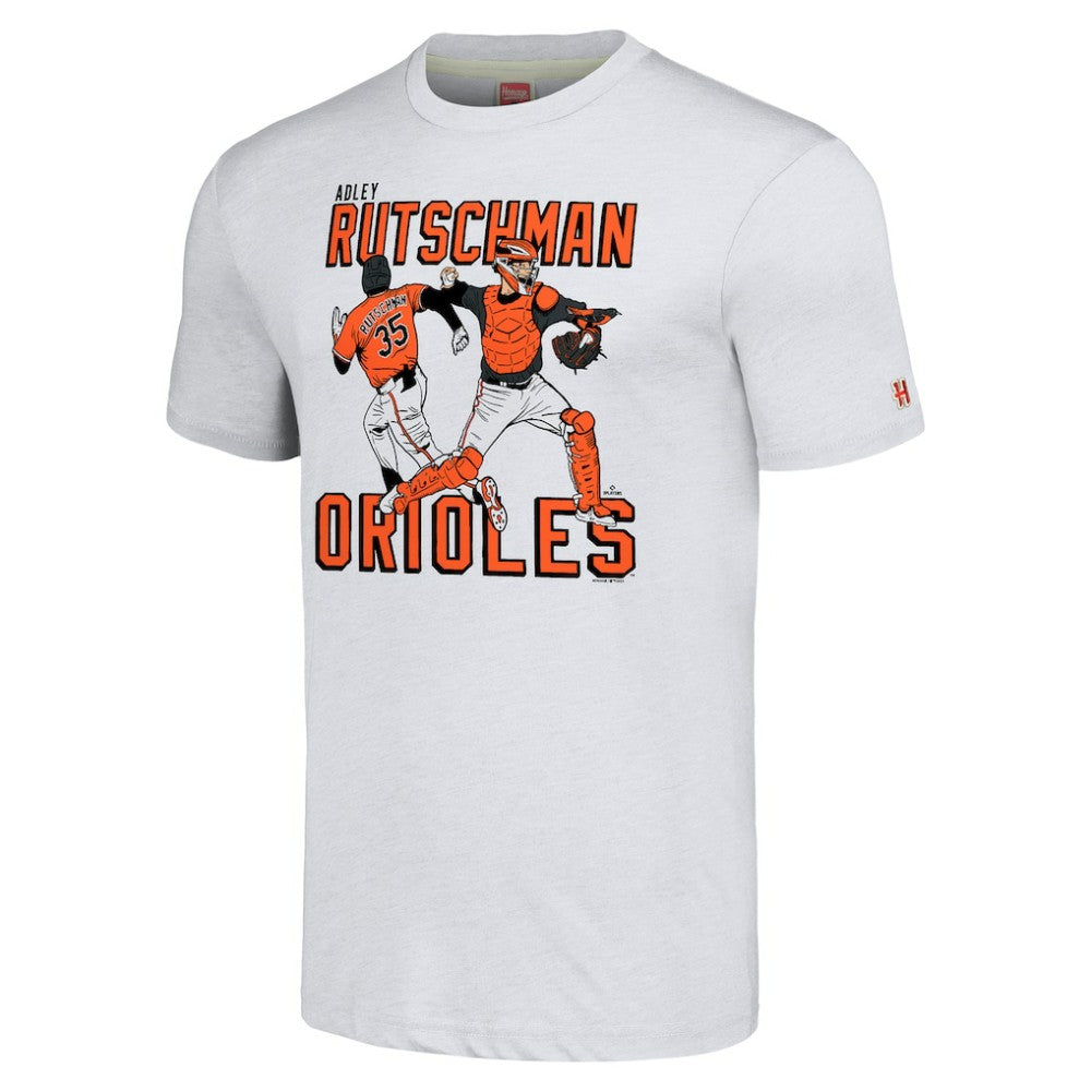 Adley Rutschman Baltimore Orioles Homage Caricature Player Tri-Blend T-Shirt - MLB T-shirts