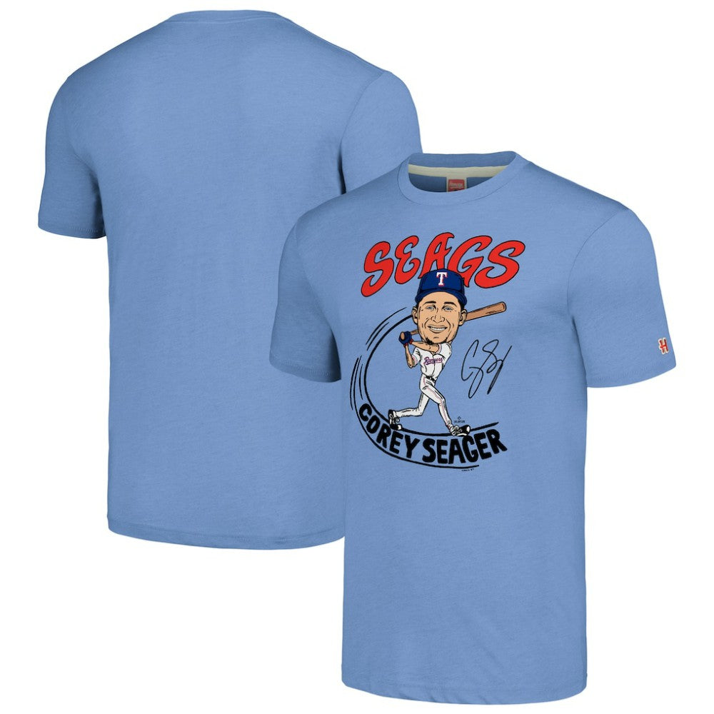 Corey Seager Texas Rangers Homage Caricature Player Tri-Blend T-Shirt - MLB T-shirts