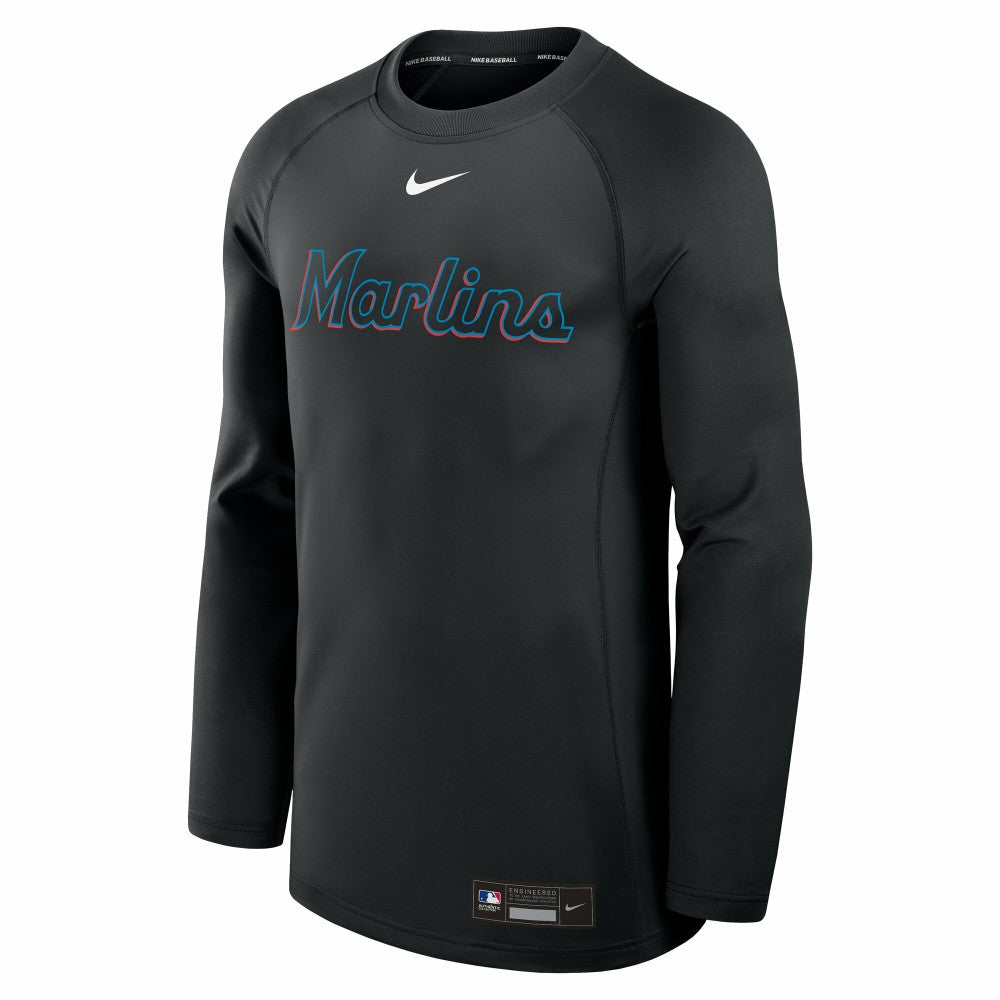 Miami Marlins Nike Authentic Collection Game Time Raglan Dri-FIT Long Sleeve T-Shirt - MLB T-shirts