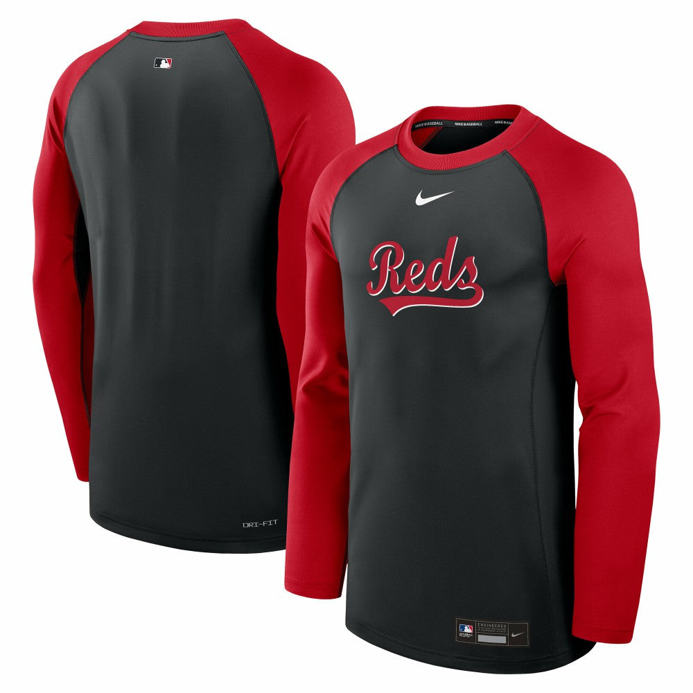 Cincinnati Reds Nike Authentic Collection Game Time Raglan Dri-FIT Long Sleeve T-Shirt - MLB T-shirts