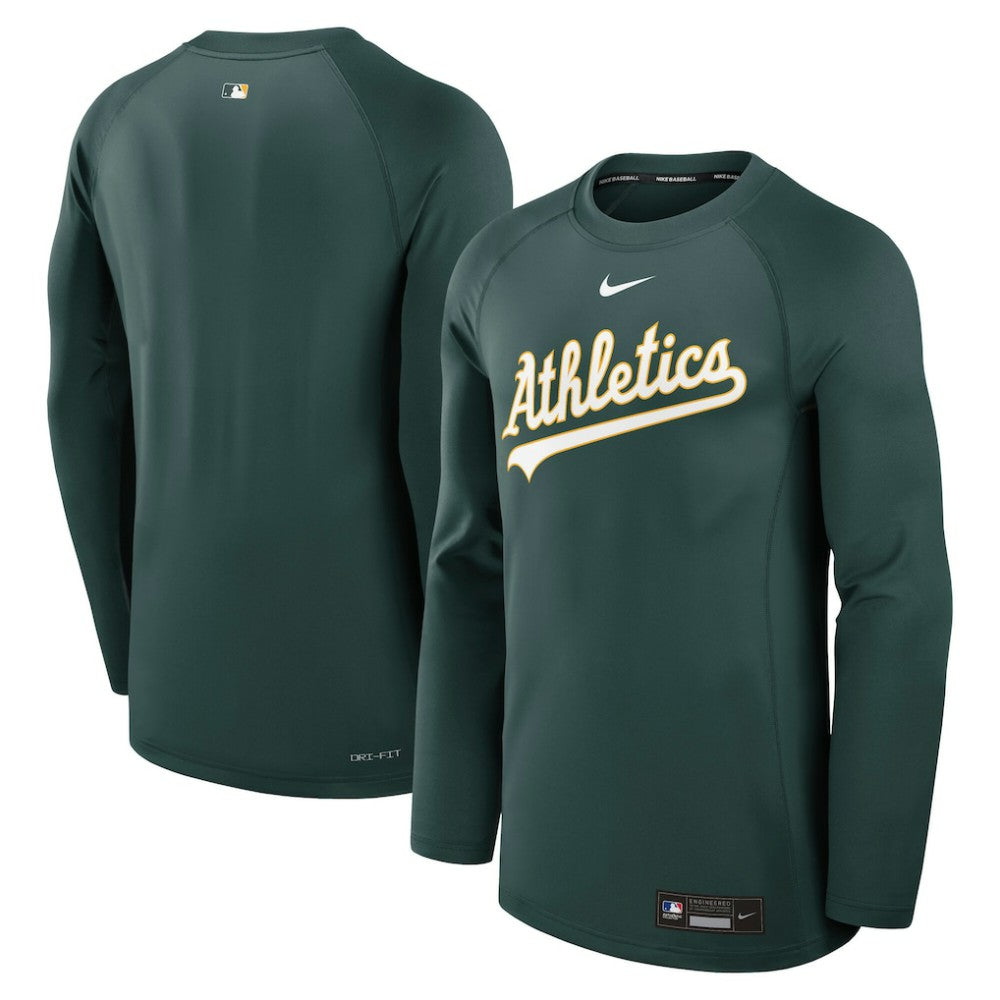 Athletics Nike Authentic Collection Game Time Raglan Dri-FIT Long Sleeve T-Shirt - MLB T-shirts