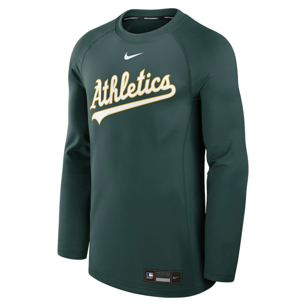 Athletics Nike Authentic Collection Game Time Raglan Dri-FIT Long Sleeve T-Shirt - MLB T-shirts