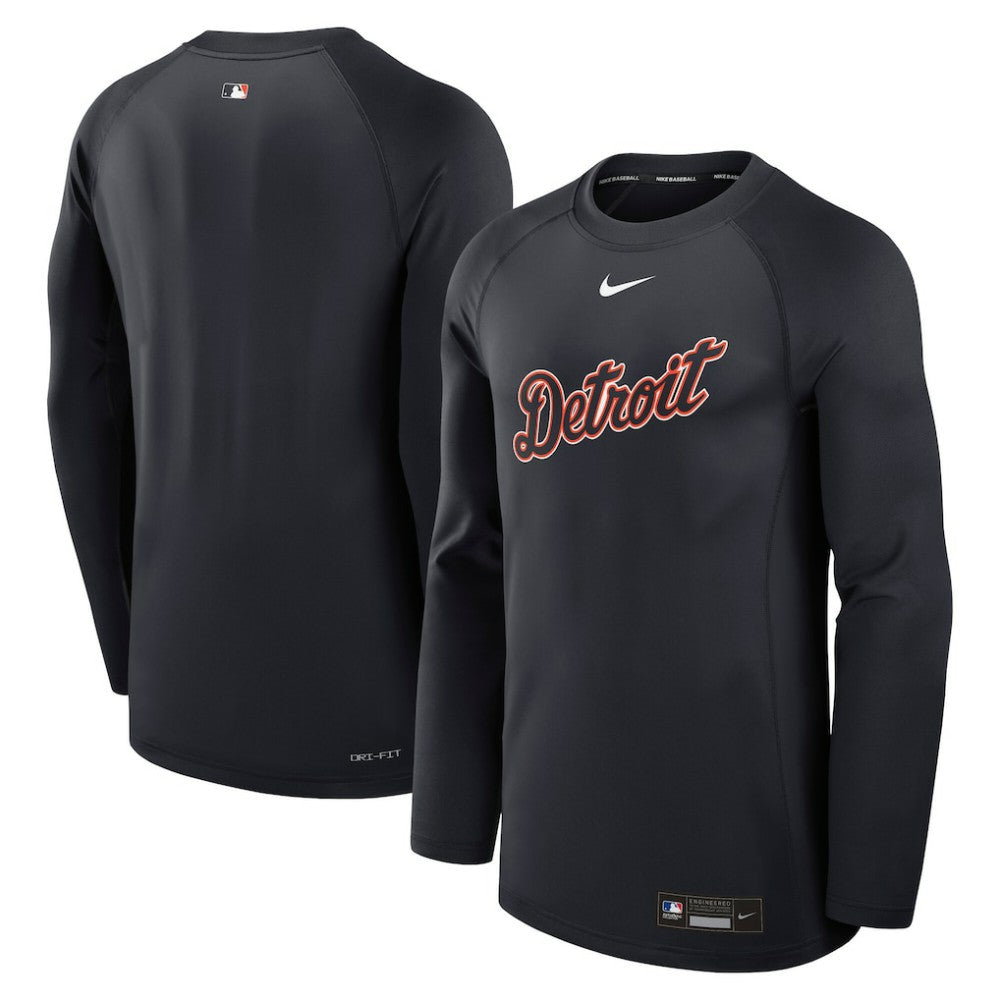 Detroit Tigers Nike Authentic Collection Game Time Raglan Dri-FIT Long Sleeve T-Shirt - MLB T-shirts
