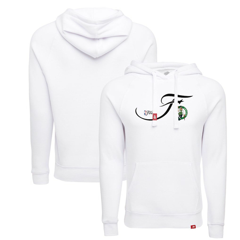 White Boston Celtics Sportiqe Unisex 2024 NBA Finals Olsen Tri-Blend Pullover Hoodie | NBA