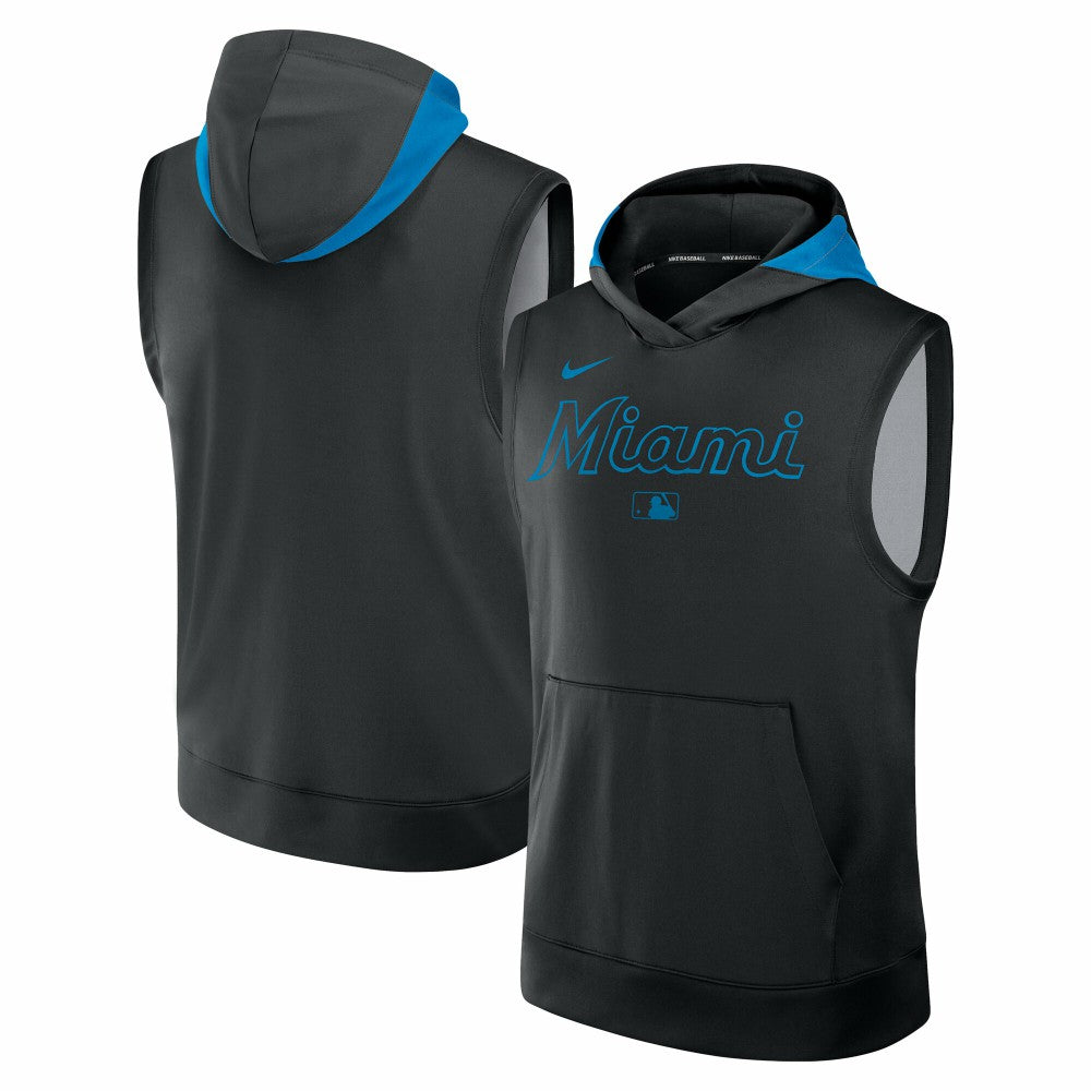 Miami Marlins Nike Authentic Collection Dri-FIT Sleeveless Hoodie - MLB Hoodies
