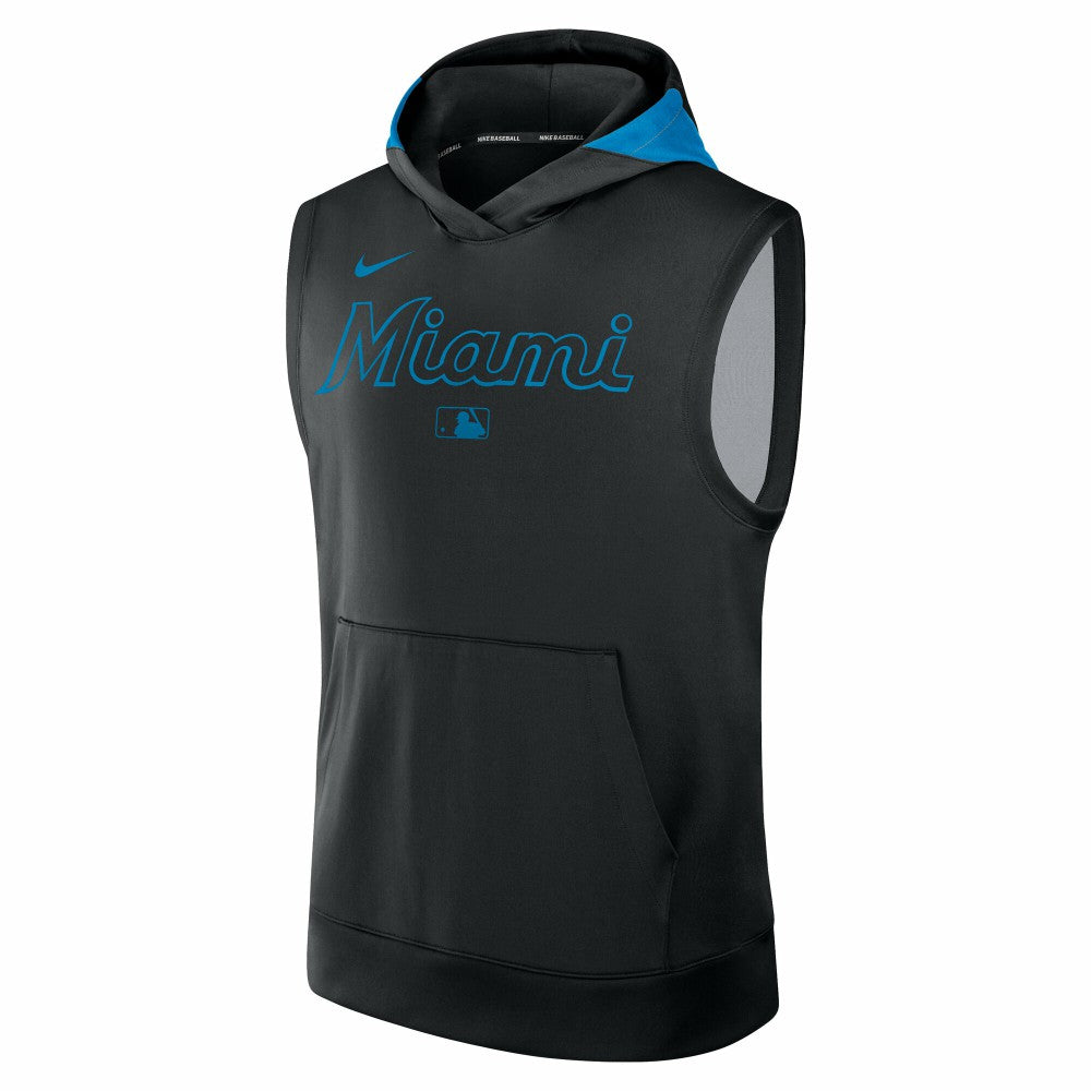 Miami Marlins Nike Authentic Collection Dri-FIT Sleeveless Hoodie - MLB Hoodies