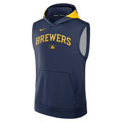 Milwaukee Brewers Nike Authentic Collection Dri-FIT Sleeveless Hoodie - MLB Hoodies