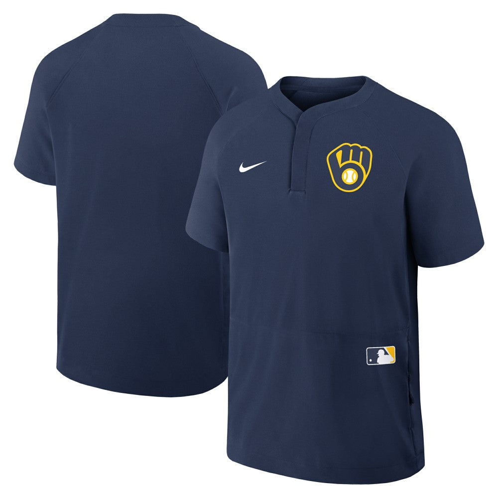 Milwaukee Brewers Nike Authentic Collection Raglan Short Sleeve Windshirt - MLB