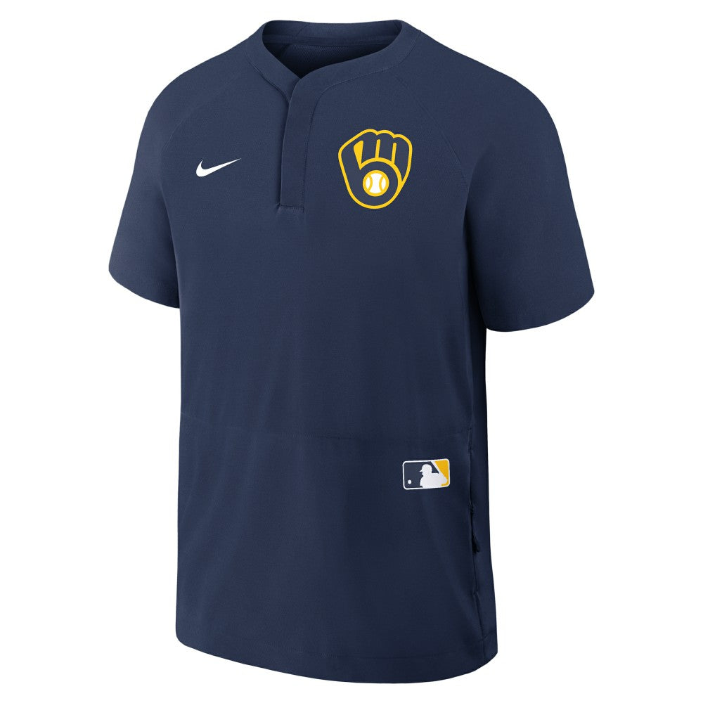 Milwaukee Brewers Nike Authentic Collection Raglan Short Sleeve Windshirt - MLB