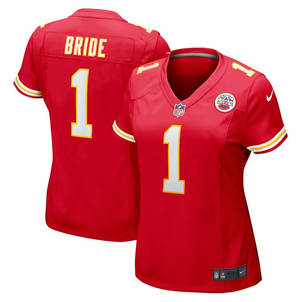 Kansas City Chiefs Number 1 Bride  Women's Game Jersey | NFL Discount