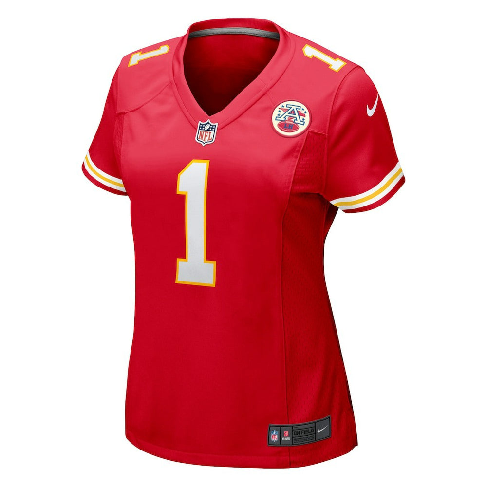 Kansas City Chiefs Number 1 Bride  Women's Game Jersey | NFL Discount