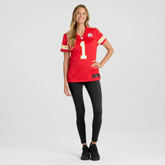 Kansas City Chiefs Number 1 Bride  Women's Game Jersey | NFL Discount