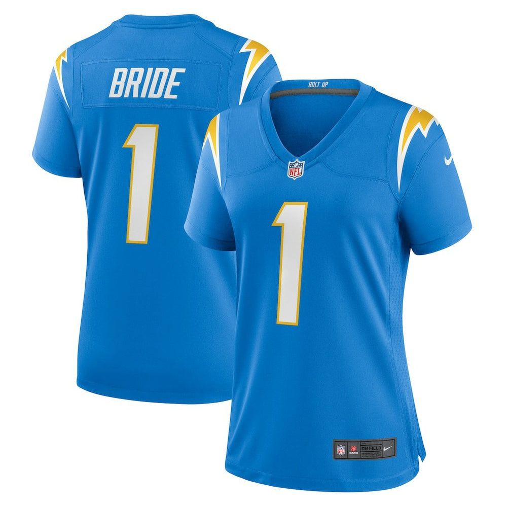 Los Angeles Chargers Number 1 Bride  Women's Game Jersey | NFL Sale