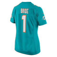 Miami Dolphins Number 1 Bride  Women's Game Jersey | NFL Outlet