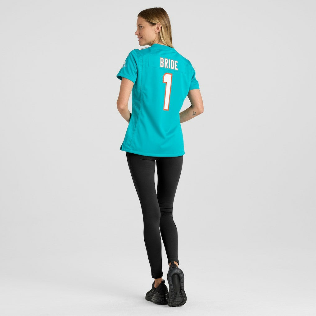 Miami Dolphins Number 1 Bride  Women's Game Jersey | NFL Outlet