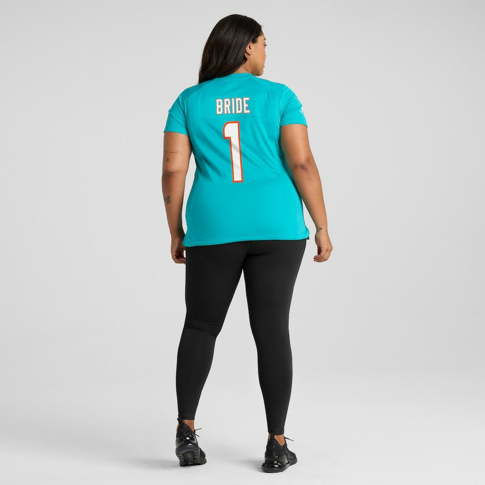 Miami Dolphins Number 1 Bride  Women's Game Jersey | NFL Outlet