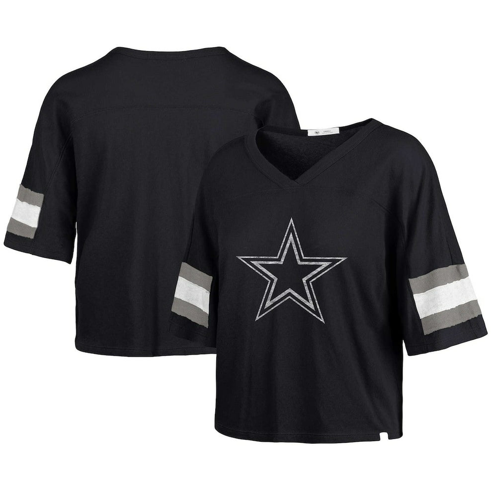 Dallas Cowboys '47 Women's Double Header Scout Cropped V-Neck T-Shirt | NFL On sale