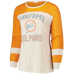 Miami Dolphins '47 Women's Plus Size Double Header Curve Toni Long Sleeve T-Shirt | NFL Sale