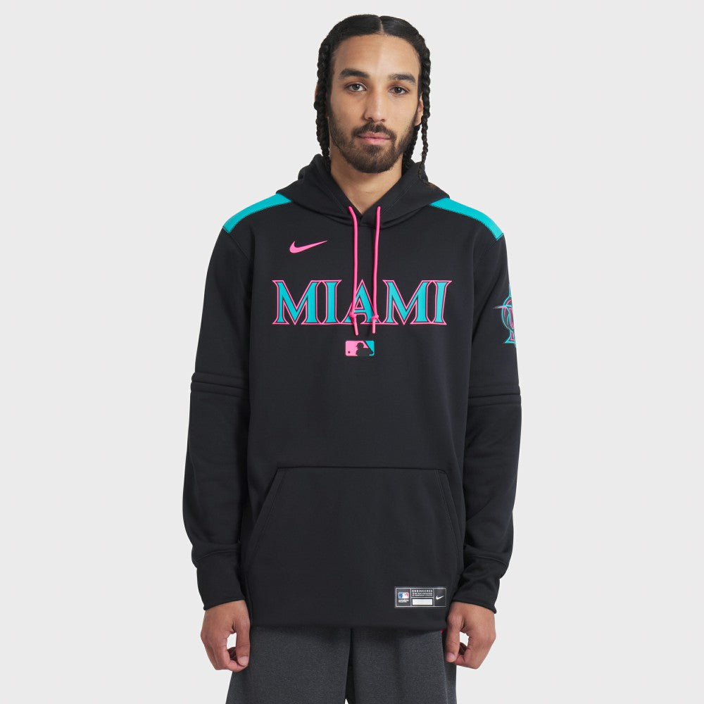 Miami Marlins Nike 2025 City Connect Authentic Collection Therma Pullover Hoodie - MLB Hoodies