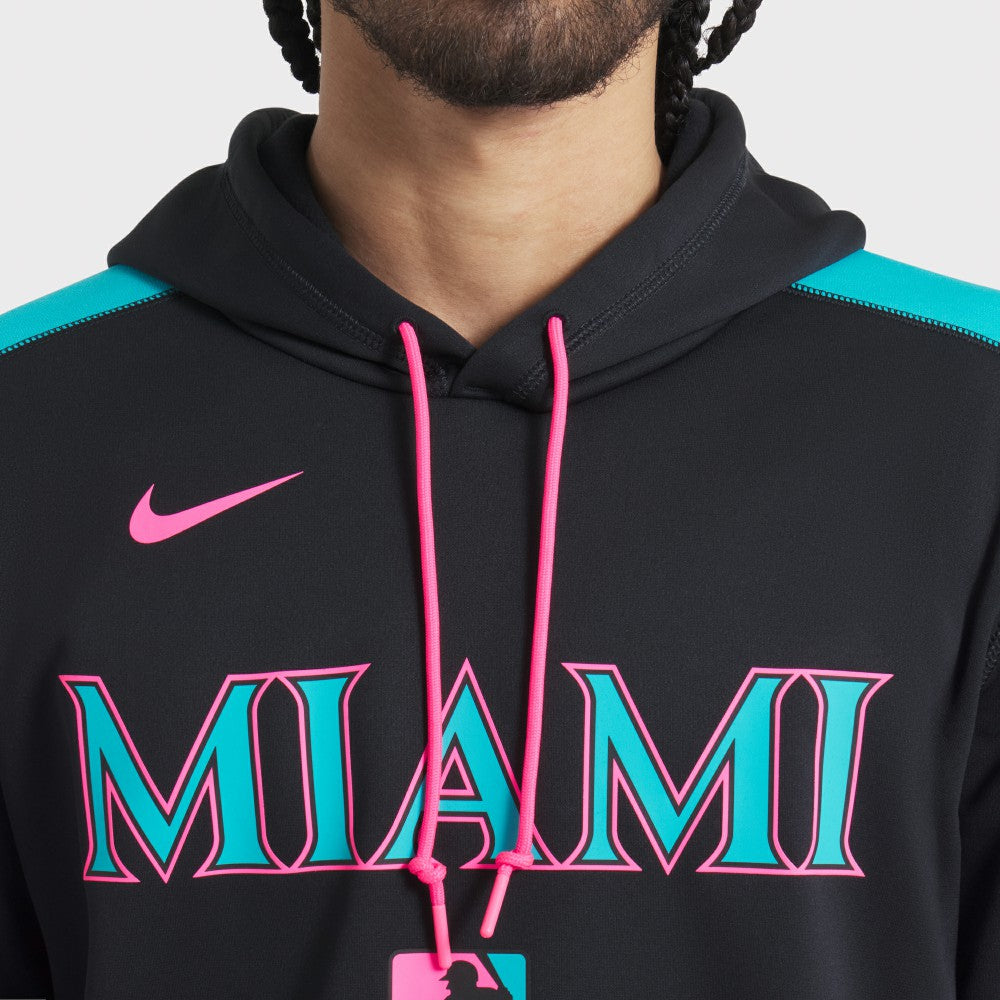 Miami Marlins Nike 2025 City Connect Authentic Collection Therma Pullover Hoodie - MLB Hoodies