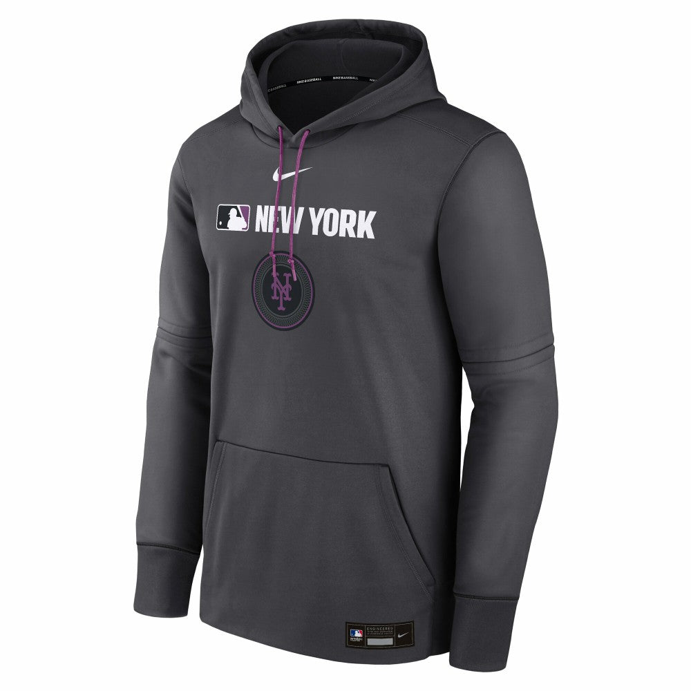 New York Mets Nike Authentic Collection City Connect Therma Pullover Hoodie - MLB Hoodies