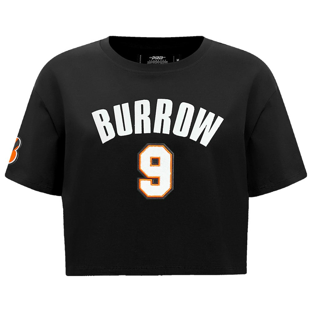 Cincinnati Bengals Joe Burrow  Pro Standard Women's Player Name & Number Cropped Boxy T-Shirt | NFL Outlet
