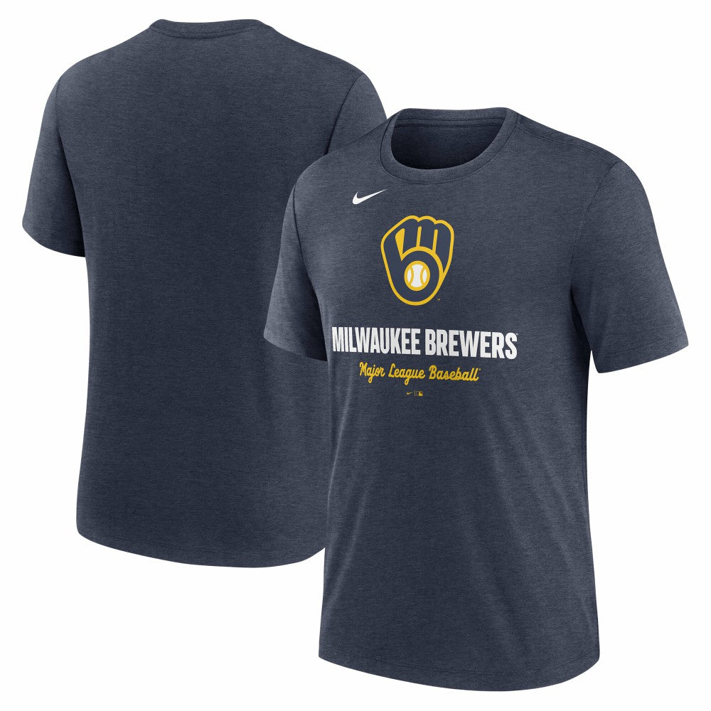 Milwaukee Brewers Nike Logo Tri-Blend T-Shirt - MLB T-shirts