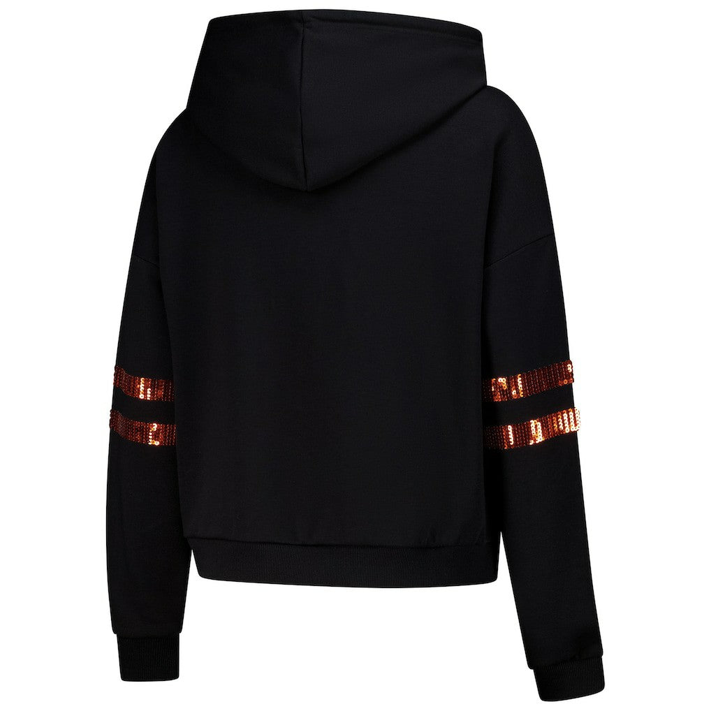 Cincinnati Bengals Cuce Women's Cropped Sequins Pullover Hoodie | NFL Sale