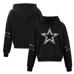 Dallas Cowboys Cuce Women's Cropped Sequins Pullover Hoodie | NFL Discount