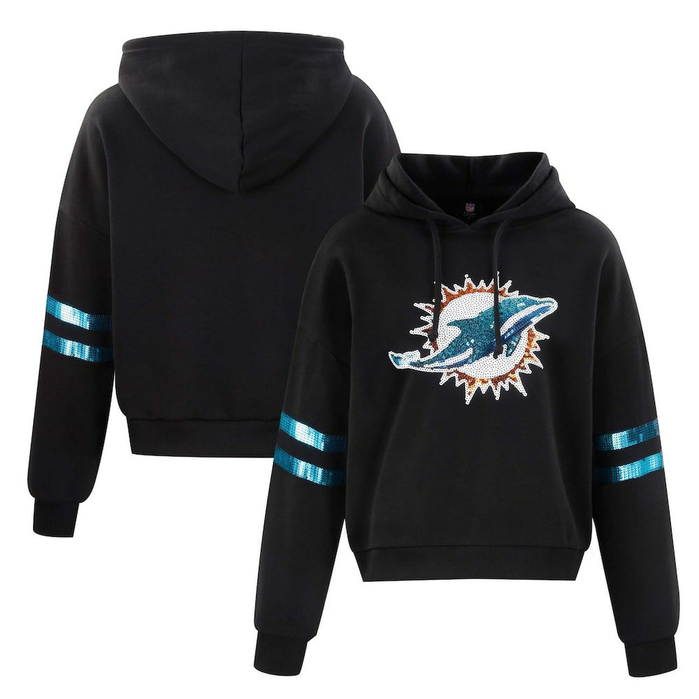 Miami Dolphins Cuce Women's Cropped Sequins Pullover Hoodie | NFL Online