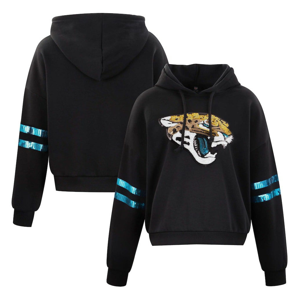 Jacksonville Jaguars Cuce Women's Cropped Sequins Pullover Hoodie | NFL Near me