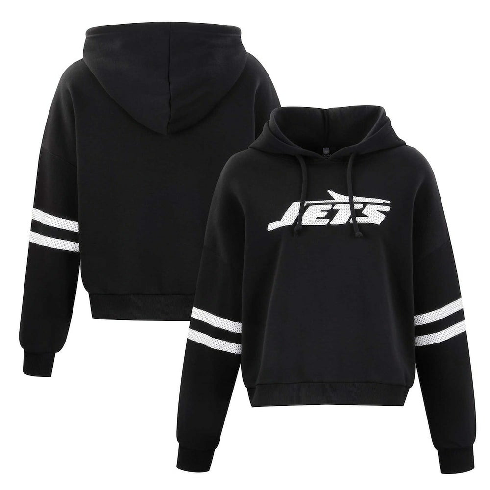 New York Jets Cuce Women's Cropped Sequins Pullover Hoodie | NFL US