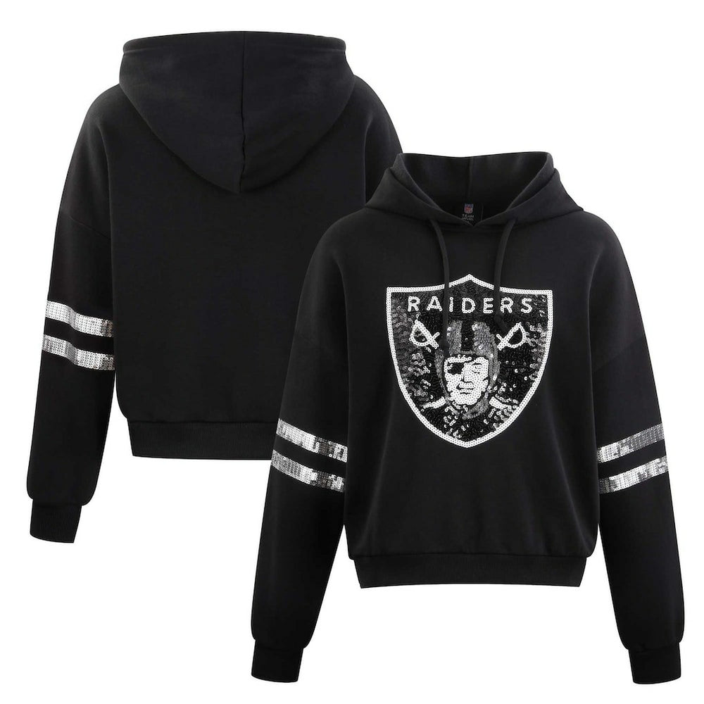 Las Vegas Raiders Cuce Women's Cropped Sequins Pullover Hoodie | NFL Near me