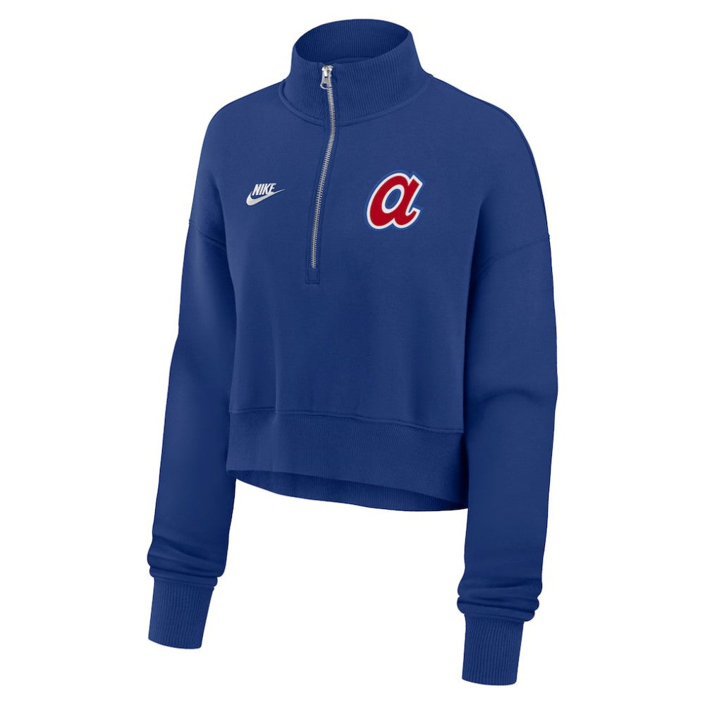 Atlanta Braves Nike Women's Cooperstown Collection Phoenix Fleece Half-Zip Sweatshirt - MLB Sweatshirts