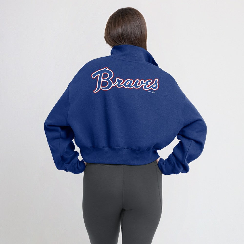 Atlanta Braves Nike Women's Cooperstown Collection Phoenix Fleece Half-Zip Sweatshirt - MLB Sweatshirts