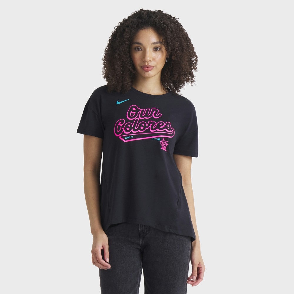 Miami Marlins Nike Women's 2025 City Connect Flowy Fashion Tri-Blend Dri-FIT T-Shirt - MLB T-shirts