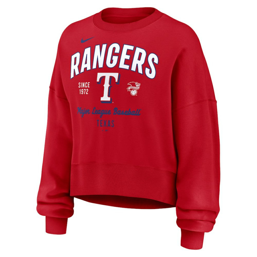 Texas Rangers Nike Women's Oversized High Hip Pullover Sweatshirt - MLB Pullover