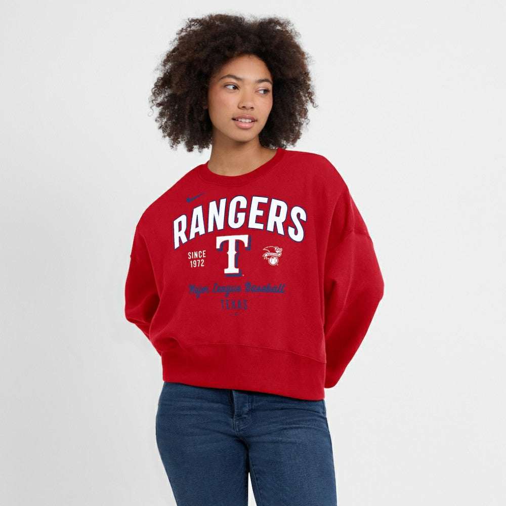 Texas Rangers Nike Women's Oversized High Hip Pullover Sweatshirt - MLB Pullover